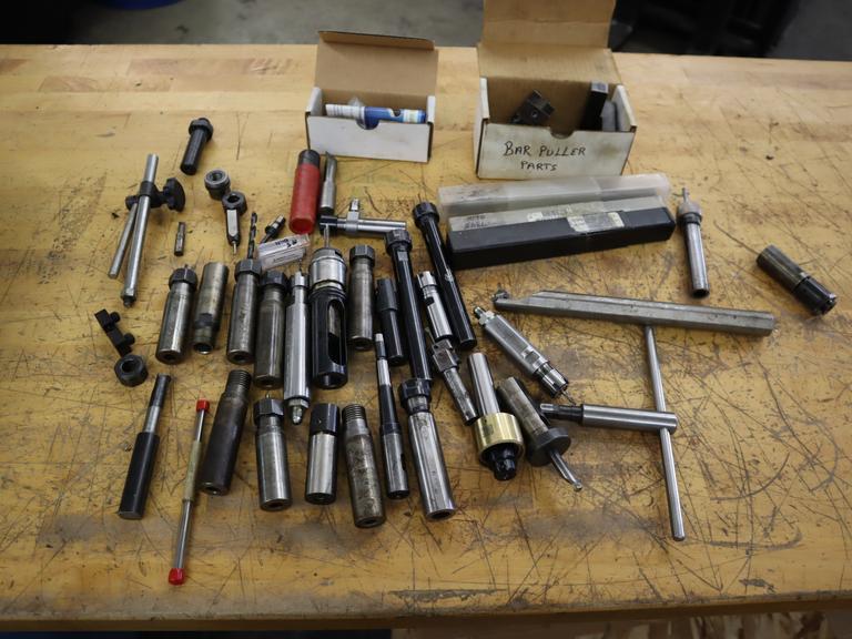 Lathe Tooling, Assorted, Collet Holders, Bar Puller Parts, Chuck Key, Boring Bar and More- Auction Item
