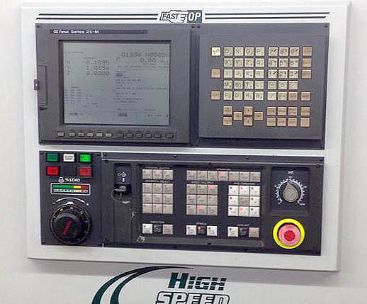 BRIDGEPORT VMC 3016 CNC VERTICAL MACHINING CENTER, Fanuc 21i CNC Control, X=30", Y=16", Z=20", 22 ATC, 7500 RPM, 40 Taper, New 2001.