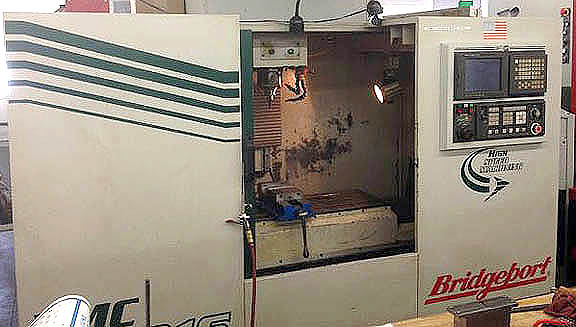 BRIDGEPORT VMC 3016 CNC VERTICAL MACHINING CENTER, Fanuc 21i CNC Control, X=30", Y=16", Z=20", 22 ATC, 7500 RPM, 40 Taper, New 2001.
