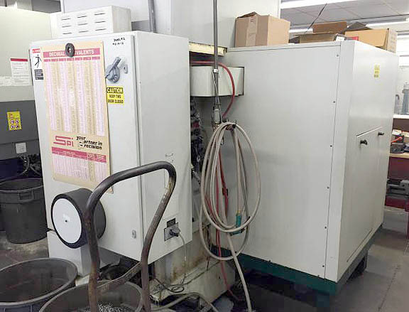 BRIDGEPORT VMC 3016 CNC VERTICAL MACHINING CENTER, Fanuc 21i CNC Control, X=30", Y=16", Z=20", 22 ATC, 7500 RPM, 40 Taper, New 2001.