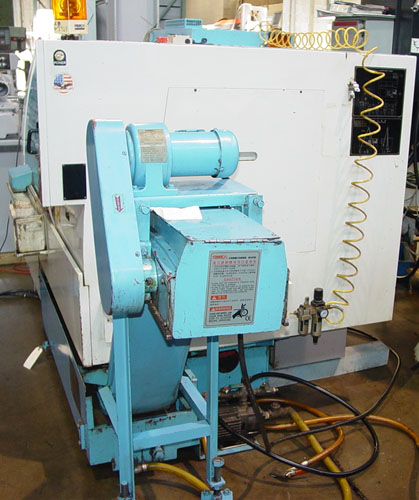 SUPERMAX YCM TC-15, Fanuc OT, Barfeeder, 18" Swing, 8" 3-Jaw Power Chuck, Tailstock w/ 18" Centers, Chip Conveyor, 2000.