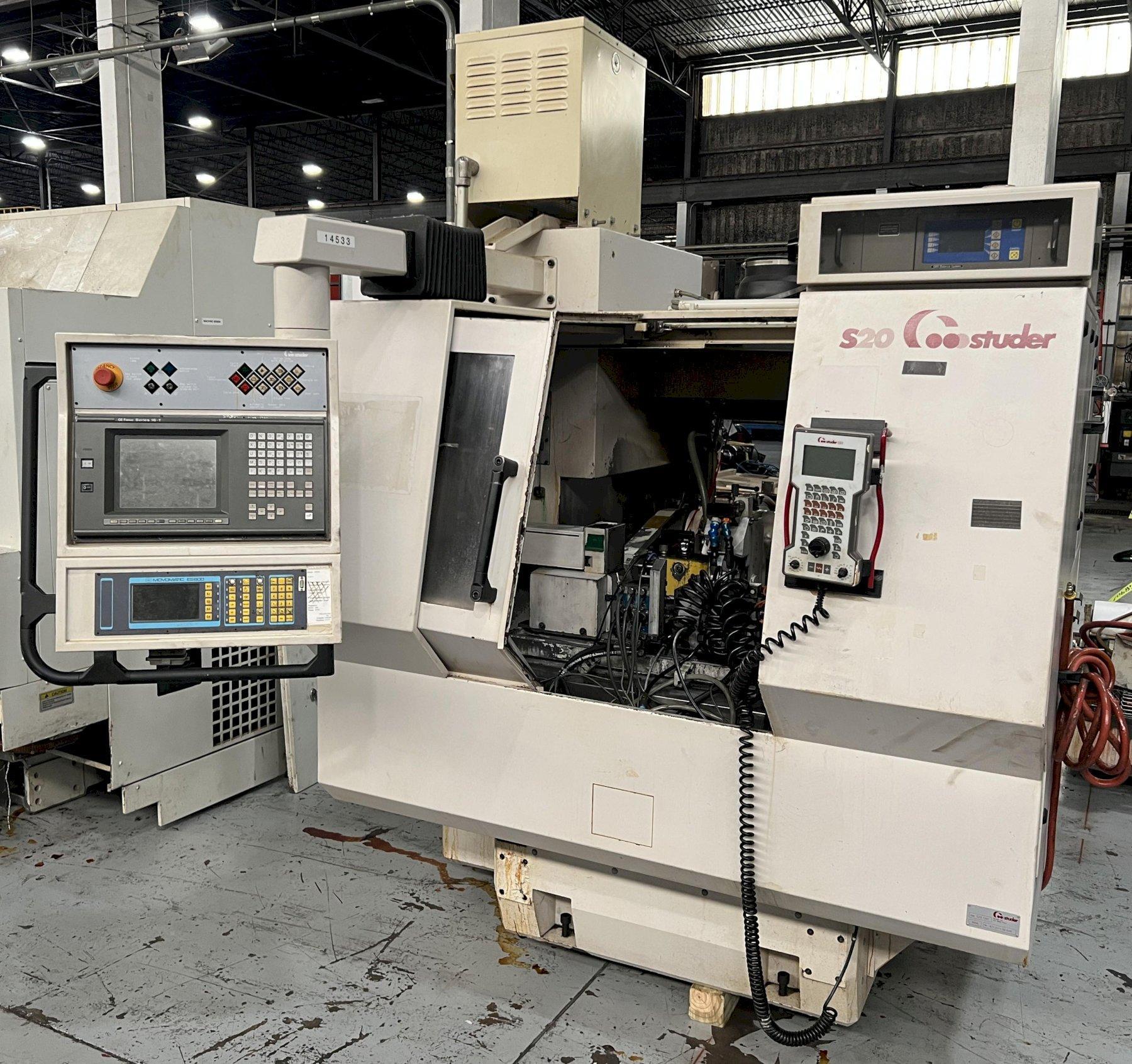 Studer S20 CNC Plain Cylindrical Grinder with Combination Plain/Angle Wheel Head and Swiveling Work Head.