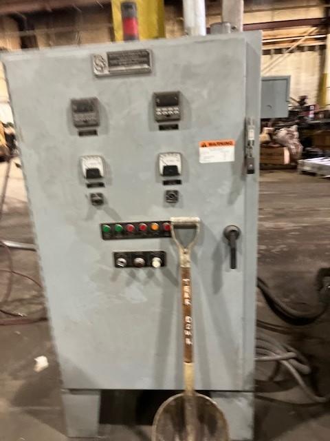 2014 Schaefer 1000# electric motorized nose pour furnace s/n 001-1213-0280 rated at 85kw with controls