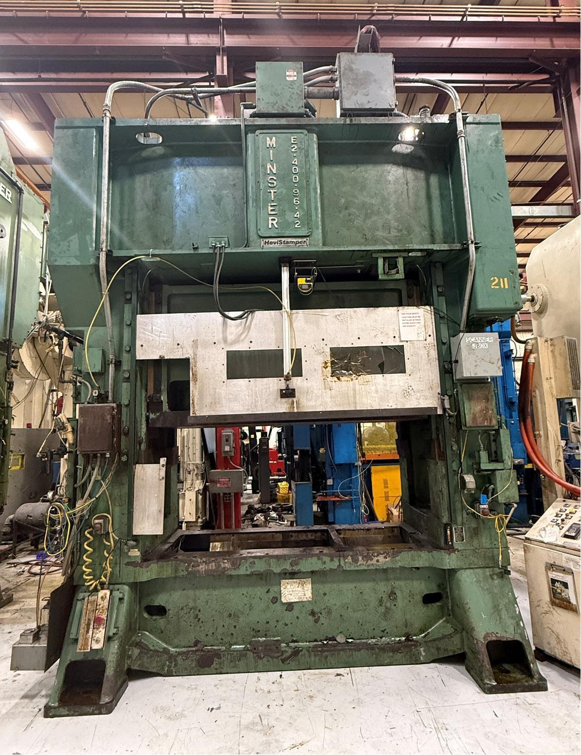 Minster Press For Sale - 400 ton Capacity Hevi-Stamper Model E2-400-96-42 Year 1990