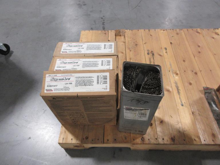 Lincoln Electric SuperArc LA-100 .045" Mig Welding Wire (3) ***New Rolls in Boxes***, and 1018 Stick Welding Rod Electrodes- Auction Item