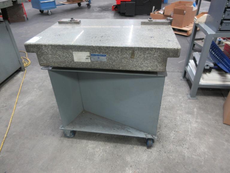 Rock of Ages Granite Surface Plate T-Lipped on Table with Wheels- Auction Item