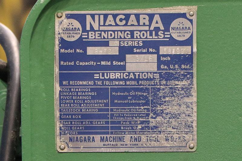 6" Diameter x 72" Niagara Power Bending Roll Model 6-72