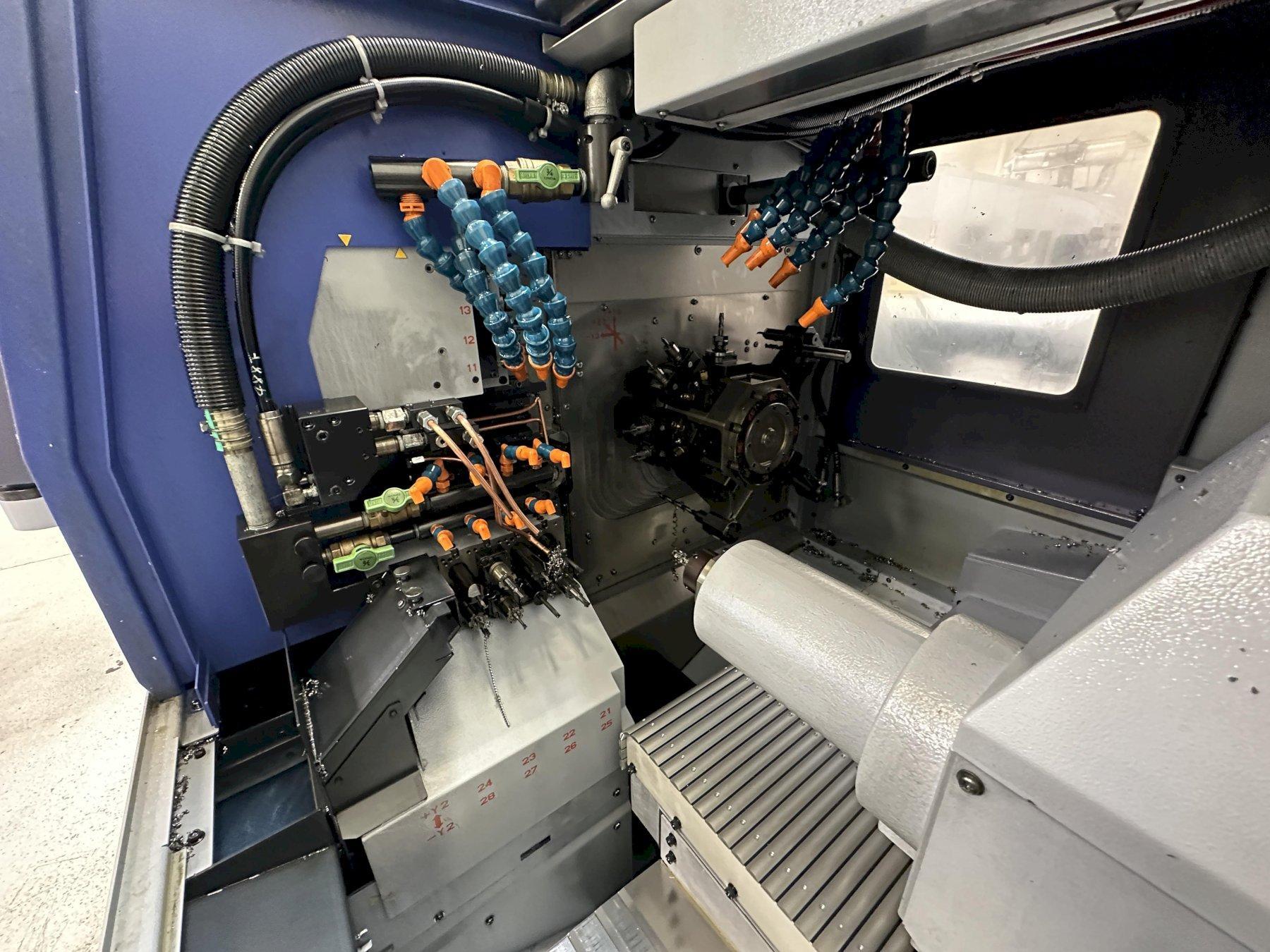 2021 Star SV-20R 20mm CNC Swiss Type Screw Machine s/n 0290 w/ Fanuc Series 31i-MODEL B5 Controls, Hand Wheel, 8-Station Live Turret with 2-Mountable Positions Each, 8,000 Live Tool RPM, Full C Axis @ 10,000 RPM Main Spindle, 20mm Sub Spindle with Full C Axis @ 10,000 RPM, 7-Cross Slide Tool Positions, 5-Live Cross Drilling Stations, Parts Catcher, Parts Conveyor, Tri-Mist 850 G2 Mist Collector, 2021 LNS GT326-E Hydraulic Bar Loade / Feeder s/n 15232002484