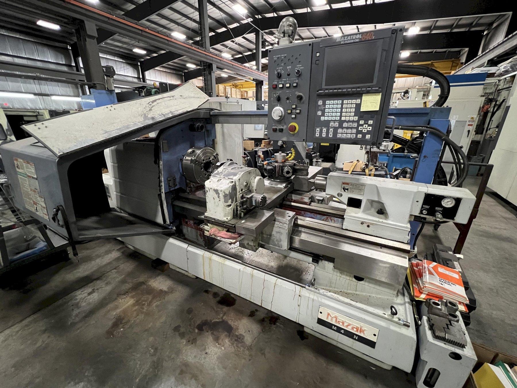 MAZAK CNC LATHE, MODEL M4N, 22" SWING, 39.3" CENTER DIST, FUSION 640 CONTROL, 1999