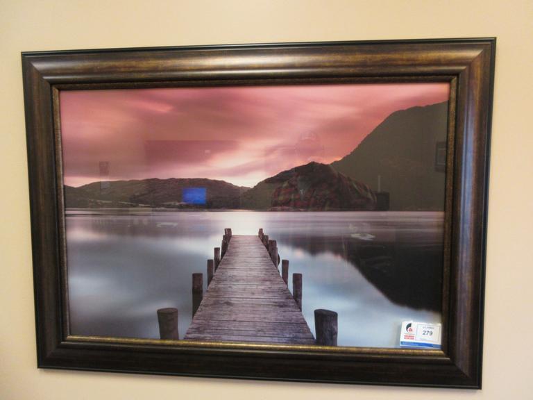 Wall Art, Wooden Dock on Calm Lake 48"x34.5"- Auction Item
