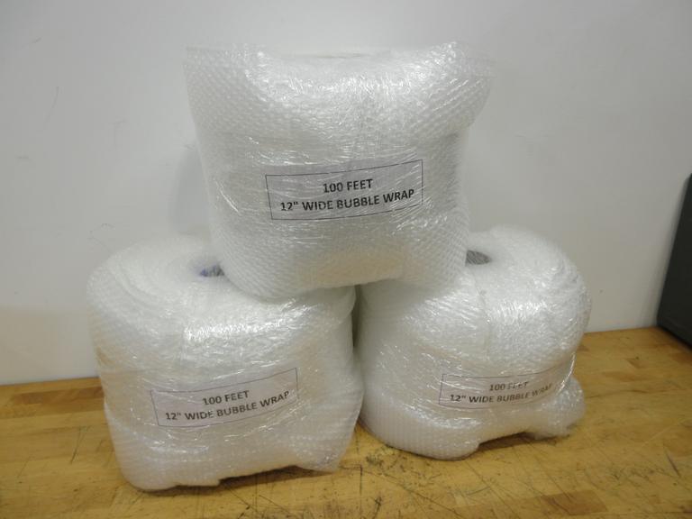Bubble Wrap, 12" Wide x 100 ft Small Bubble (3 Rolls)- Auction Item
