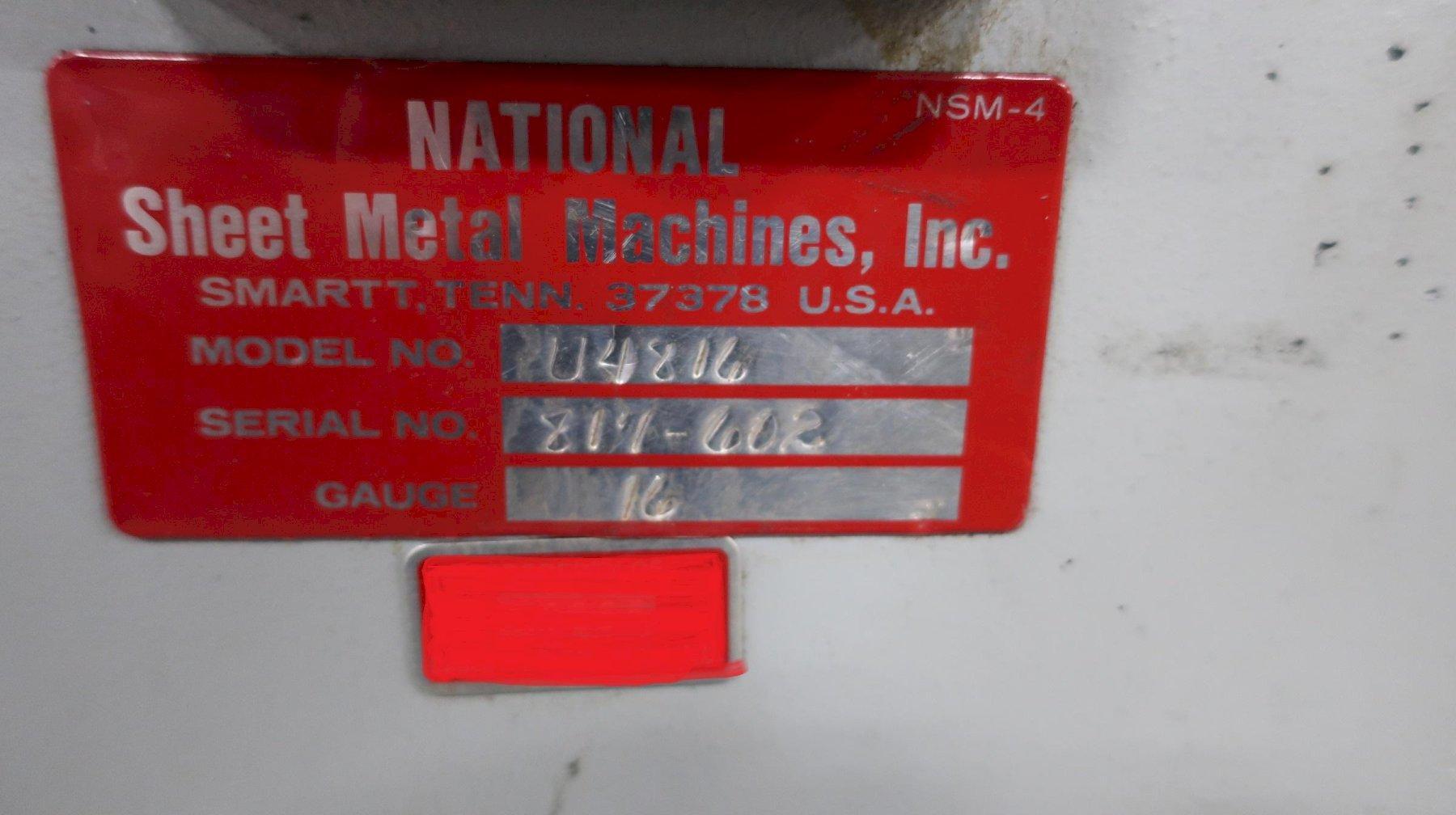 National Model U4816 Box and Pan Hand Brake, 16 Ga.
