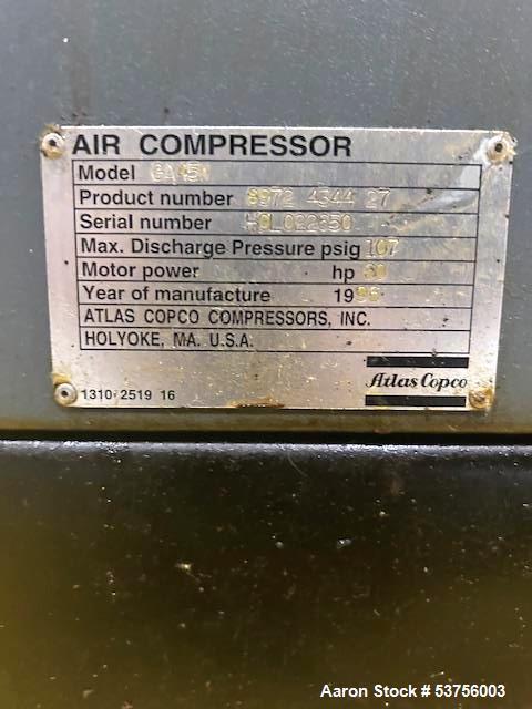 60 HP ATLAS COPCO MODEL GA45 LIQUID COOLED ROTARY SCREW AIR COMPRESSOR