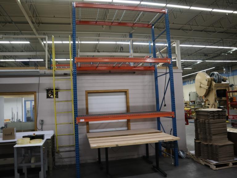 Pallet Racking, Teardrop Style, (2) 14'x42" Uprights, (6) 8' Cross Beams and Wire Decking *No Contents*- Auction Item