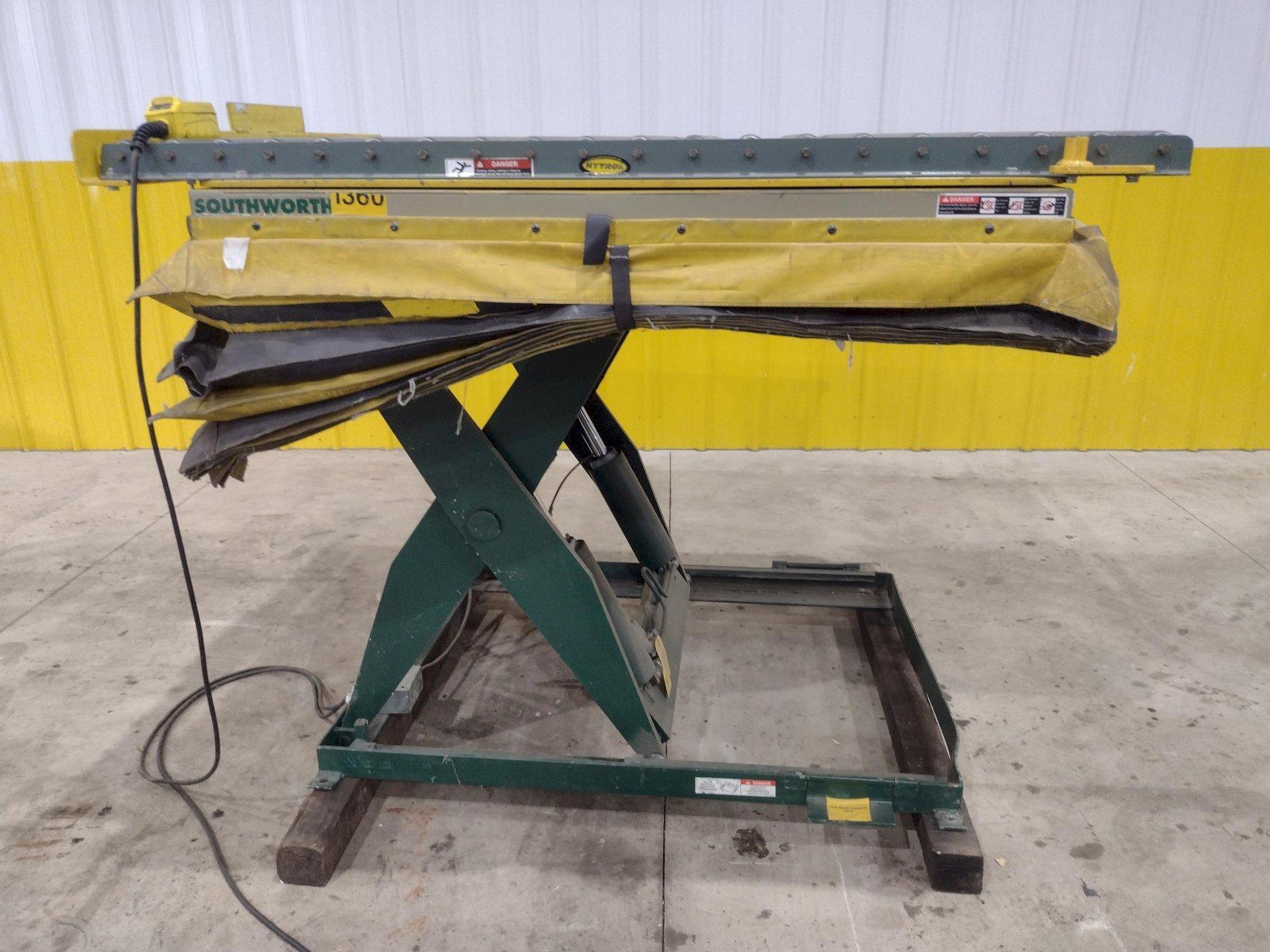 60" X 48" X 3500 LB SOUTHWORTH MODEL #LS4-36 DOUBLE ROLLER TOP LIFT TABLE, 110V SINGLE PHASE: STOCK #20927