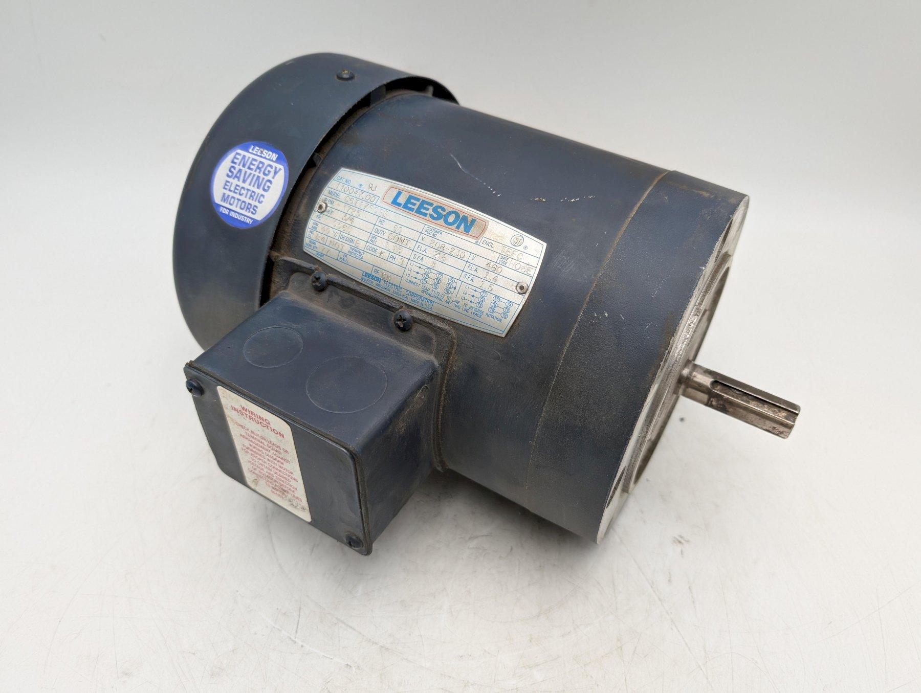 Leeson 110047.00 General Purpose AC Motor – 3/4 HP, 1725 RPM, 208-230/460V, 3-Phase, TEFC, C56C Frame