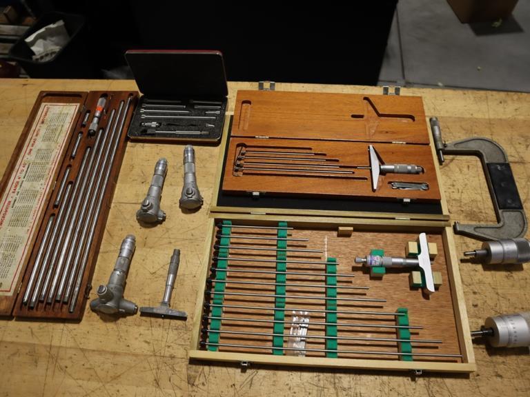 Micrometers: Inside, Depth, Bore, Travel, and 5-6" Outside Micrometer- Auction Item