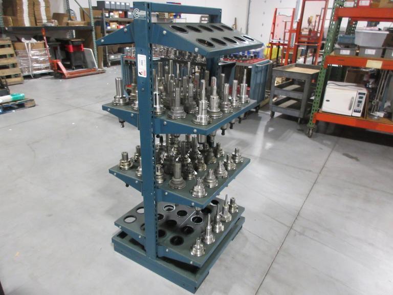 Command Heavy-Duty 95 Pocket CAT50 Tool Rack W/ Erickson CAT50 Hydraulic Tool Holders (55) Mostly Metric- Auction Item