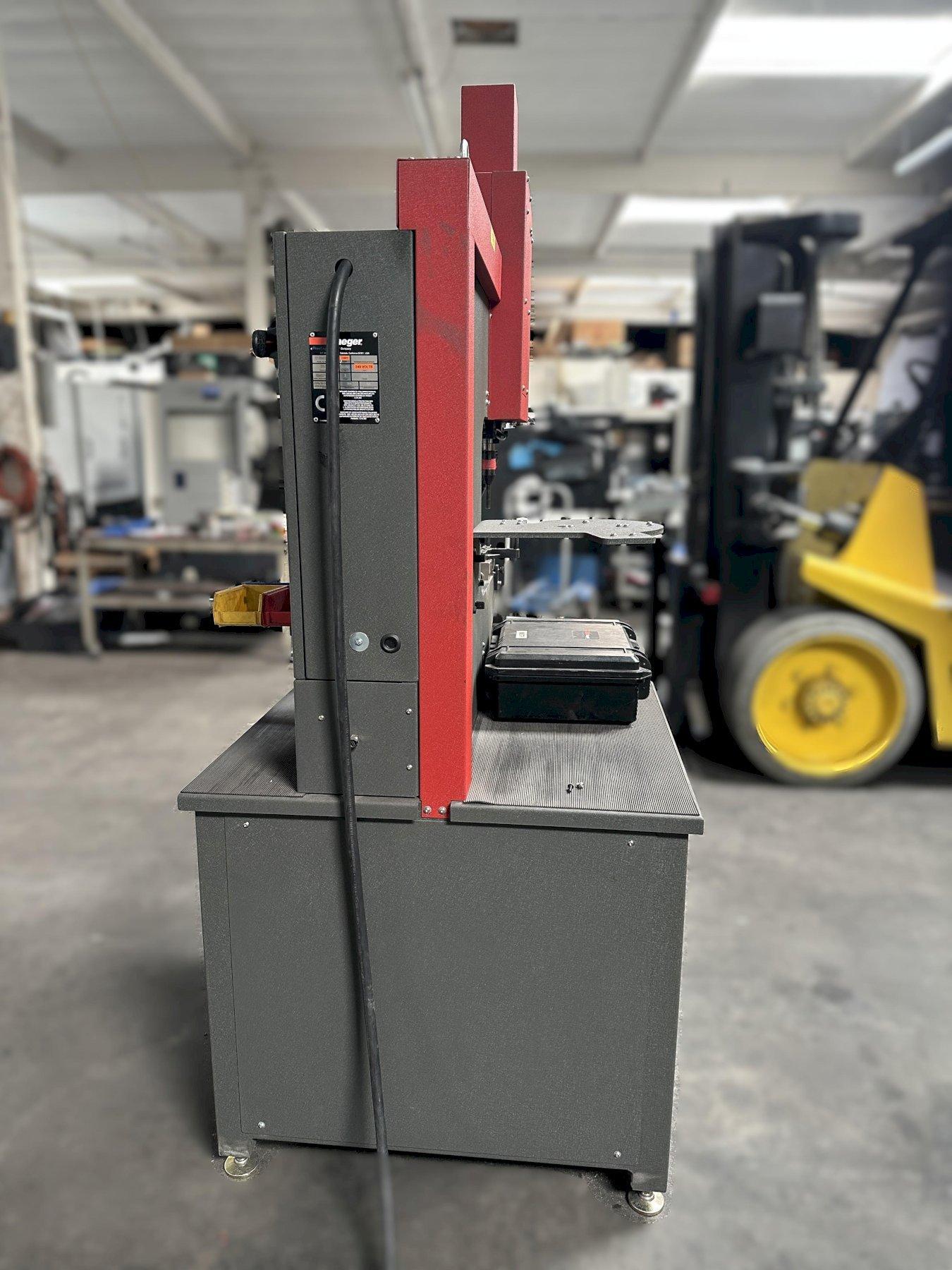 Haeger 618-MSP-He w/ TPS-Tooling Protection System Integrated, Integrated Batch Counter, Robust Hydraulics with in-tank hydraulic filter system, Variable dwell timer for use with hard material, and Adjustable Stroke 10 to 200mm
