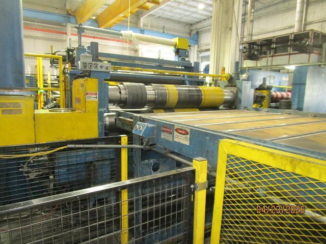 72" x .187" x 50,000# Chicago Triple Injector Head / Turret Recoiler Loop Slitting Line with Braner Banding Line