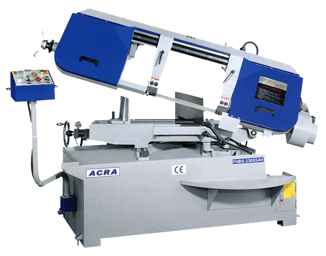12" X 19" ACRA MODEL BS330SSAV SEMI-AUTO VARIABLE SPEED MITERING HORIZONTAL BANDSAW WITH HYDRAULIC VISE