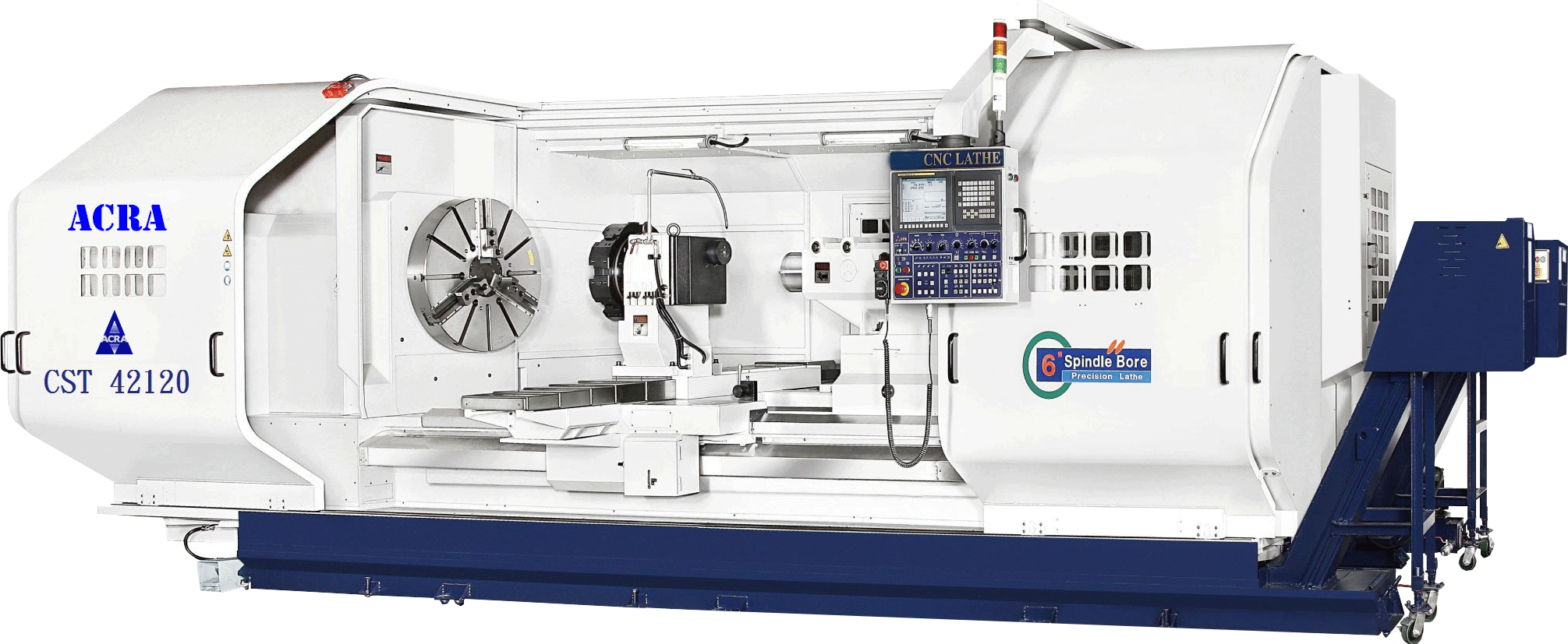 50" X 160" ACRA MODEL CST50160 HOLLOW SPINDLE CNC FLAT BED LATHE WITH FANUC OITF CONTROLLER
