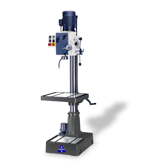 ACRA MODEL RF-46SF HEAVY DUTY GEAR HEAD DRILL PRESS MACHINE WITH POWER DOWN FEED AND COOLANT SYSTEM