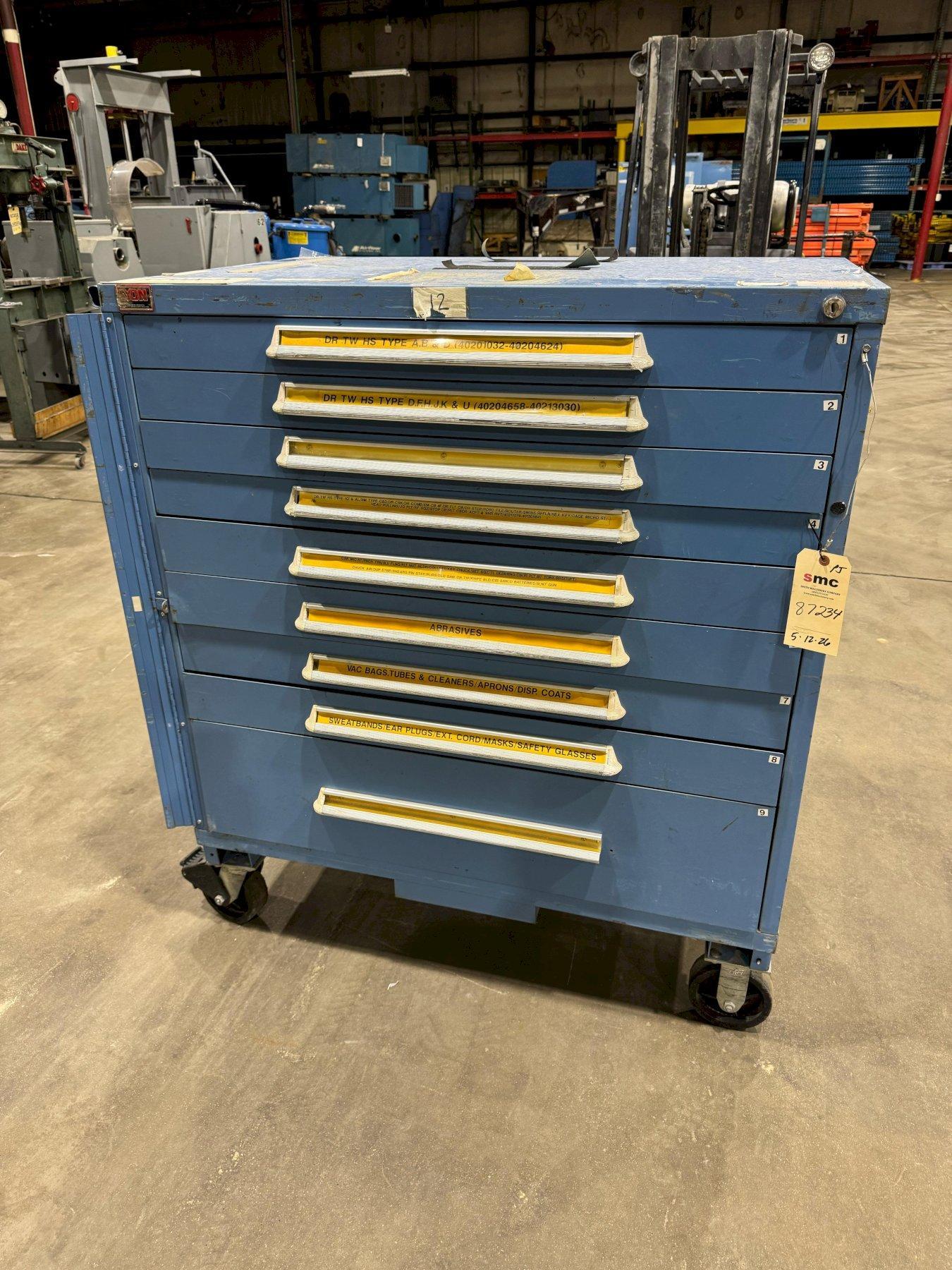 1 - PREOWNED LYON 9-DRAWER ROLLING CABINET