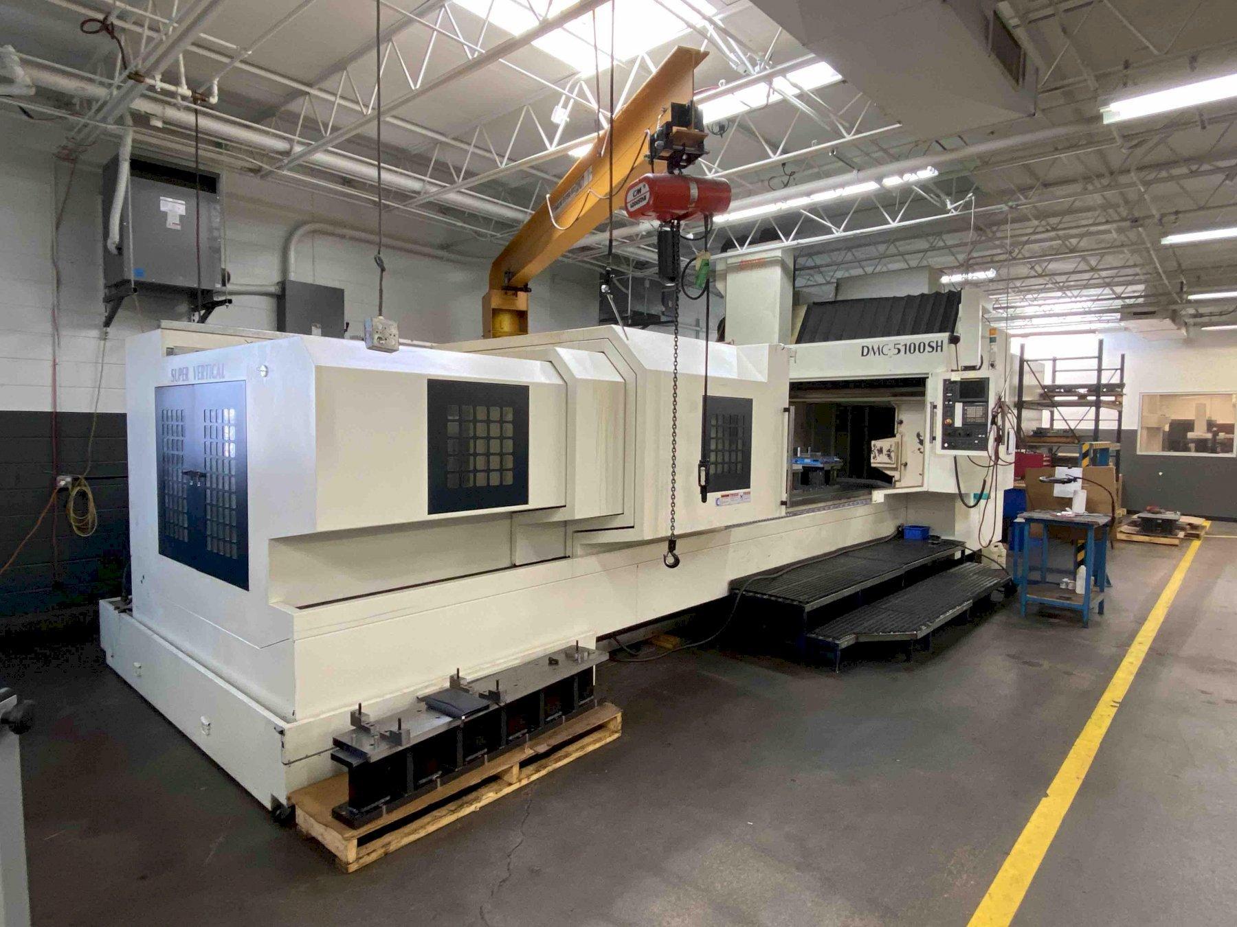 JOHNFORD DMC 5100SH+5F CNC BRIDGE TYPE VERTICAL MACHINING CENTER W/RIGHT ANGLE HEAD