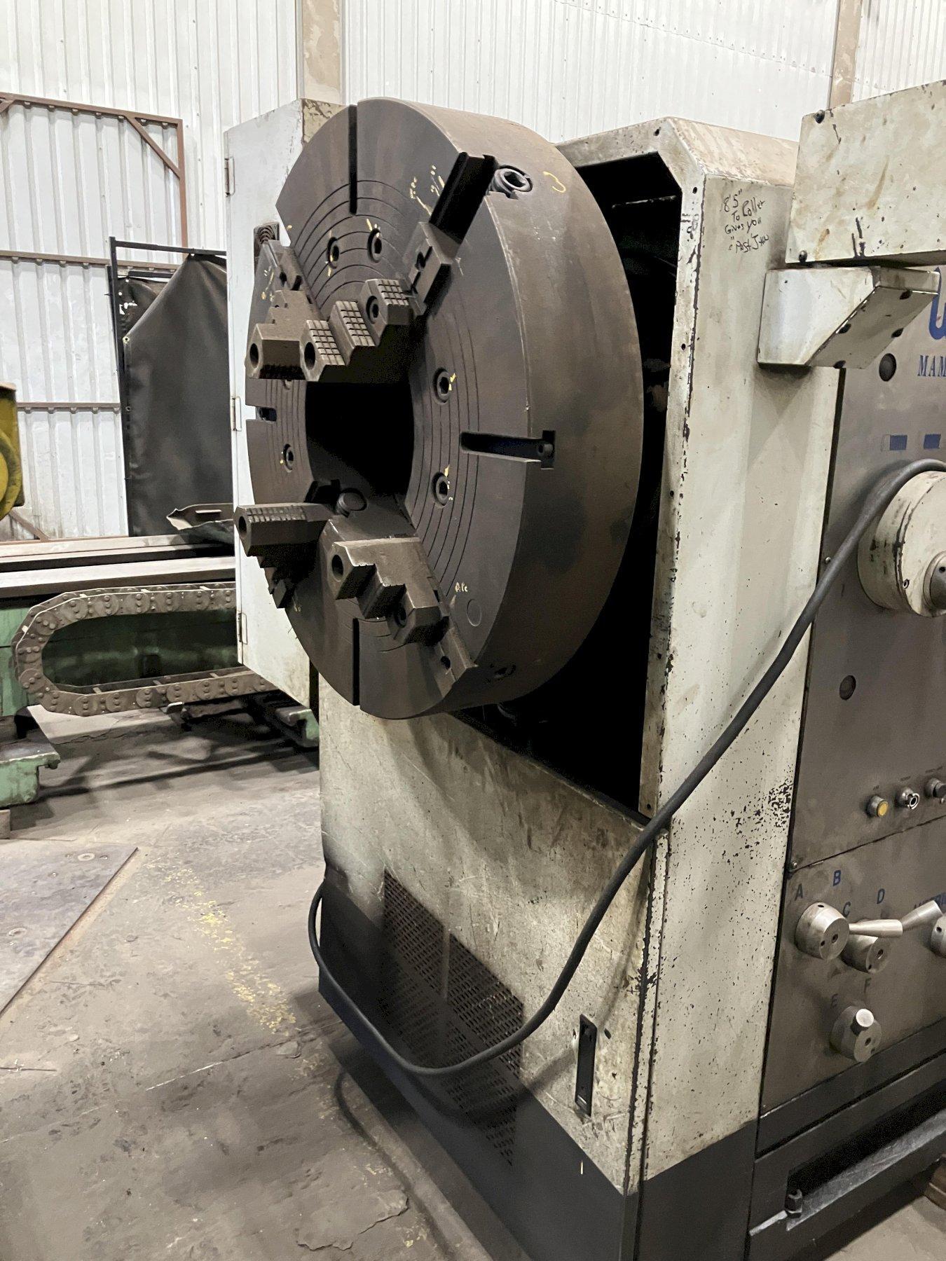 45/63" x 120" Willis Mammoth Model PA4512030 12-1/2" Hollow Spindle, Gap Bed, Taper Attachment, Variable Speed