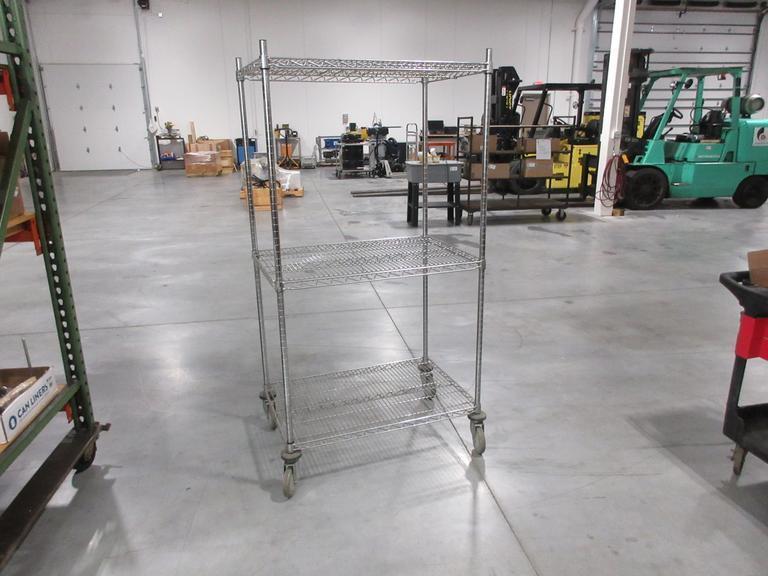 Nexel Adjustable 3 Shelf Rolling Wire Rack- Auction Item