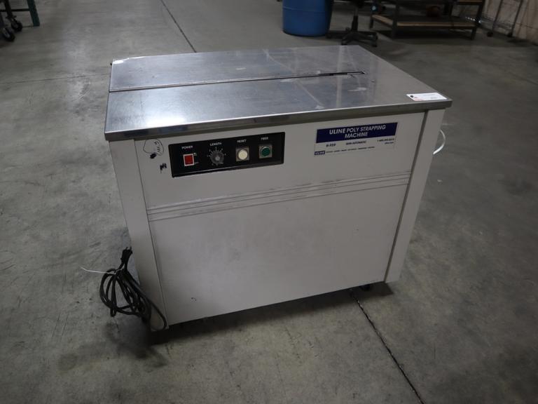 ULINE H-959 Poly Strapping Machine, Semi-Automatic, Portable on Casters- Auction Item