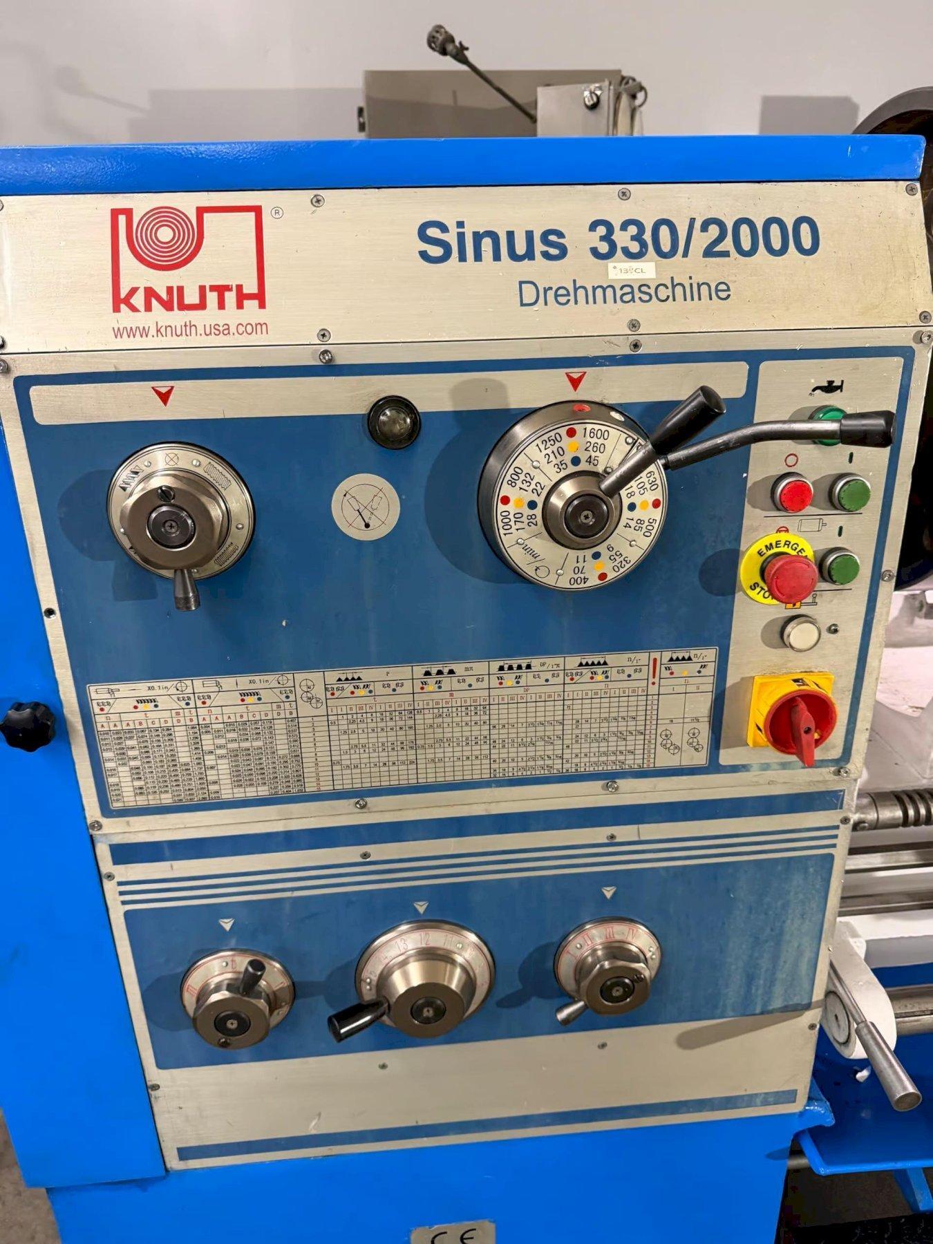 1 - PREOWNED KNUTH ENGINE LATHE, MODEL #: SINUS 330/2000, S/N: 001141
