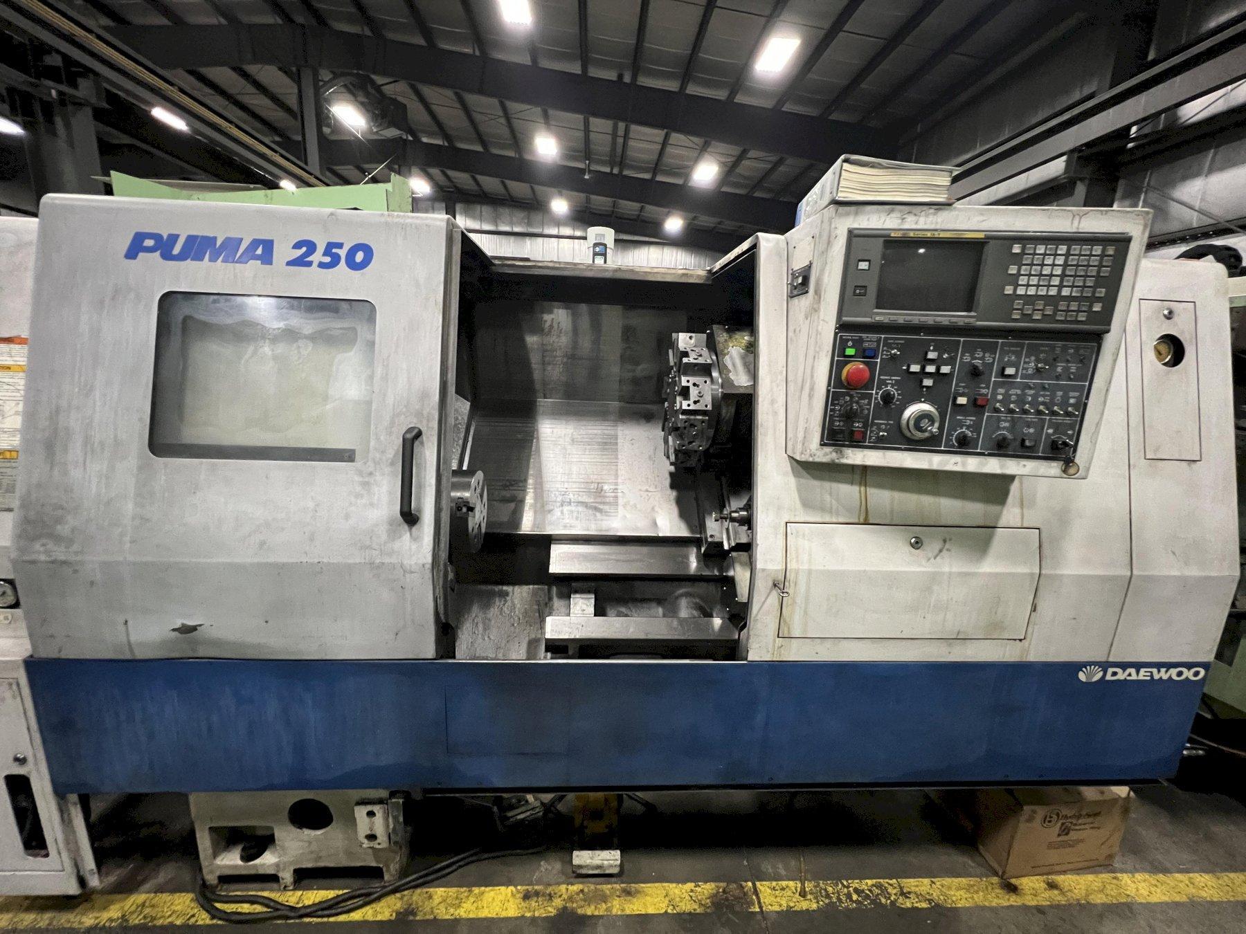 DAEWOO DOOSAN CNC LATHE MODEL PUMA 250B, FANUC 18T CONTROL, 1997