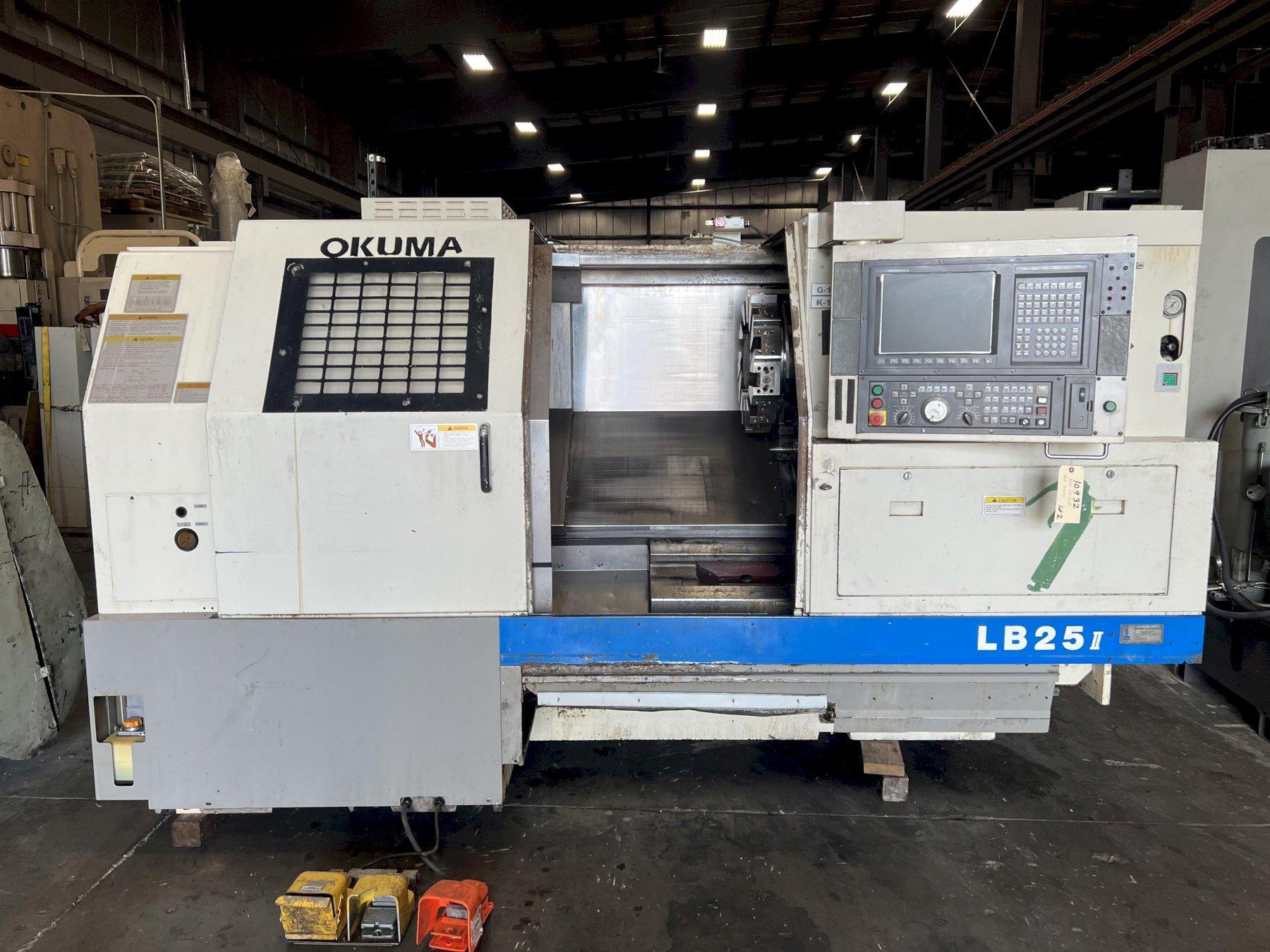 Okuma LB-25 II CNC Lathe with OSP7000L Control, Tailstock, SMW 250BB 10" Chuck, Chip Conveyor, Misc. tooling and Manuals