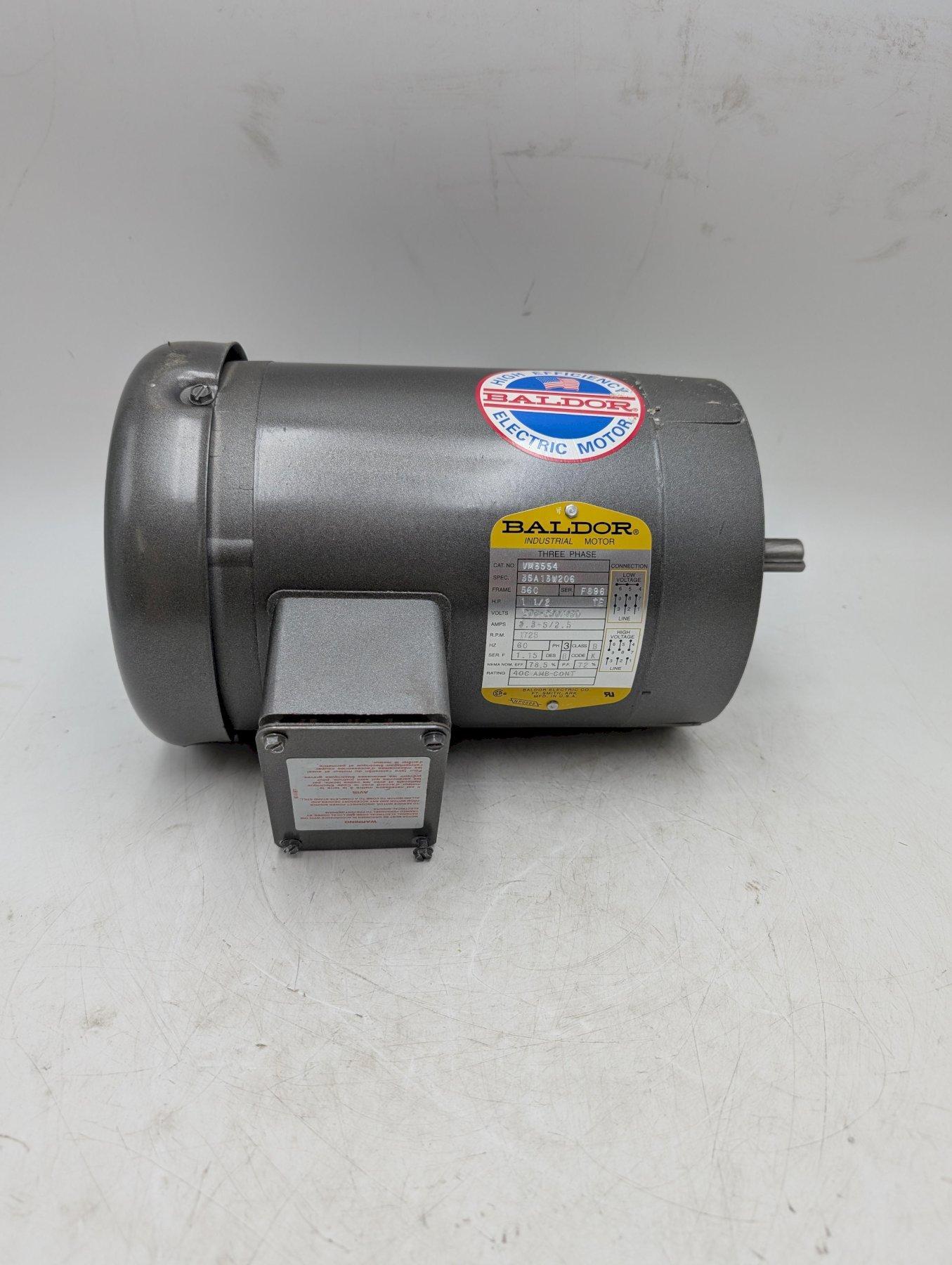 Baldor VM3554 General Purpose AC Motor – 1.5 HP, 1735 RPM, 208-230/460V, 3-Phase, TEFC, 56C Frame