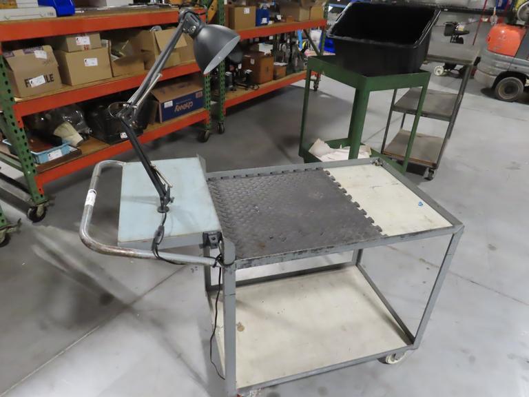 Rolling Cart with (2) 36" x 24" Shelves and Work Light- Auction Item