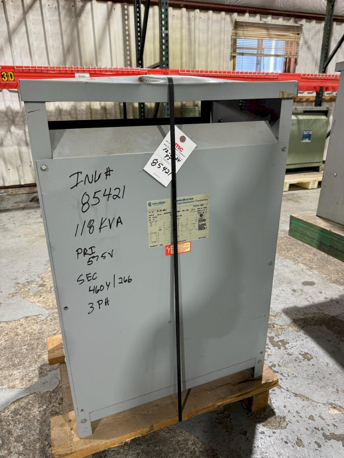1 - PREOWNED CHALLANGER TRANSFORMER, 118 KVA, MODEL #: 123-NP3-MOD.5, S/N: J9612534