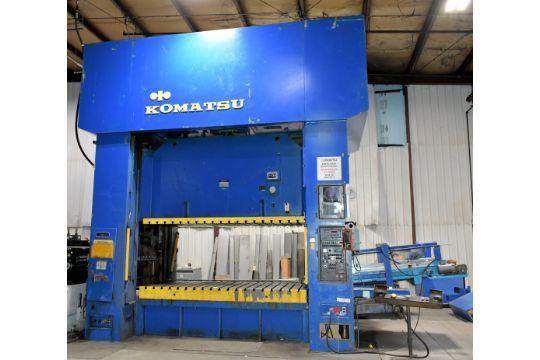 500 ton Komatsu Model E2P 500 Straight Side Metal Stamping Press For Sale, Year 1988 - Reconditioned