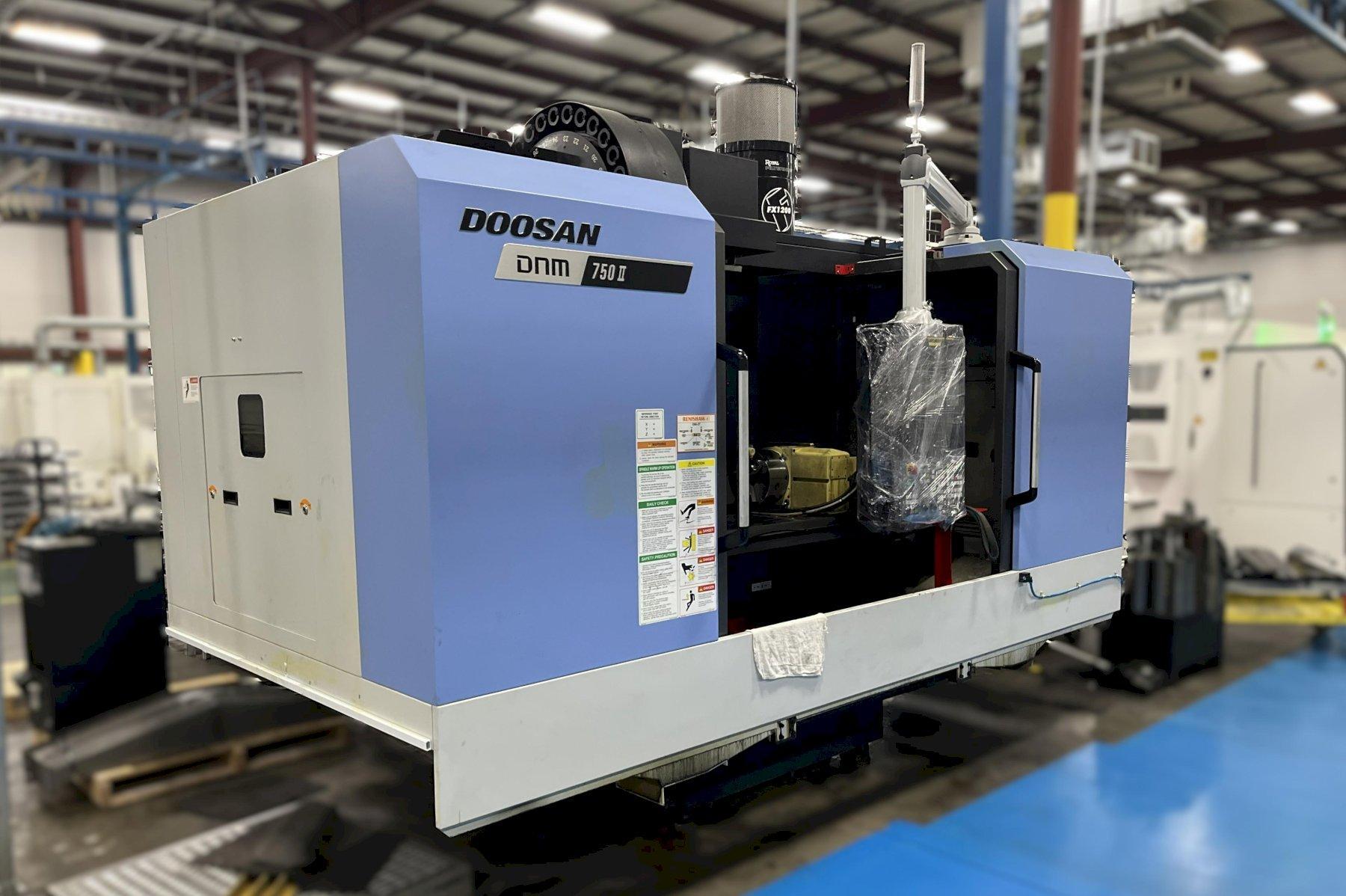 Doosan DNM750-II Vertical Machining Center w/ Fanuc I Series Plus Control, Lyndex Nikken CNC260LFA-M Rotary Table w/ Tailstock, LNS Turbo Magnetic Chip Conveyor, Through Spindle Coolant (290 PSI), Royal Filter Master FX1200 Mist Collector, Hydcool Chiller, OMI-2T Renishaw Auto-Work Piece Measurement, Renishaw Probe, Doosan Tool Load Monitoring, AI Contour Control (AICC) 200 Blocks, Embedded Ethernet, Transformer