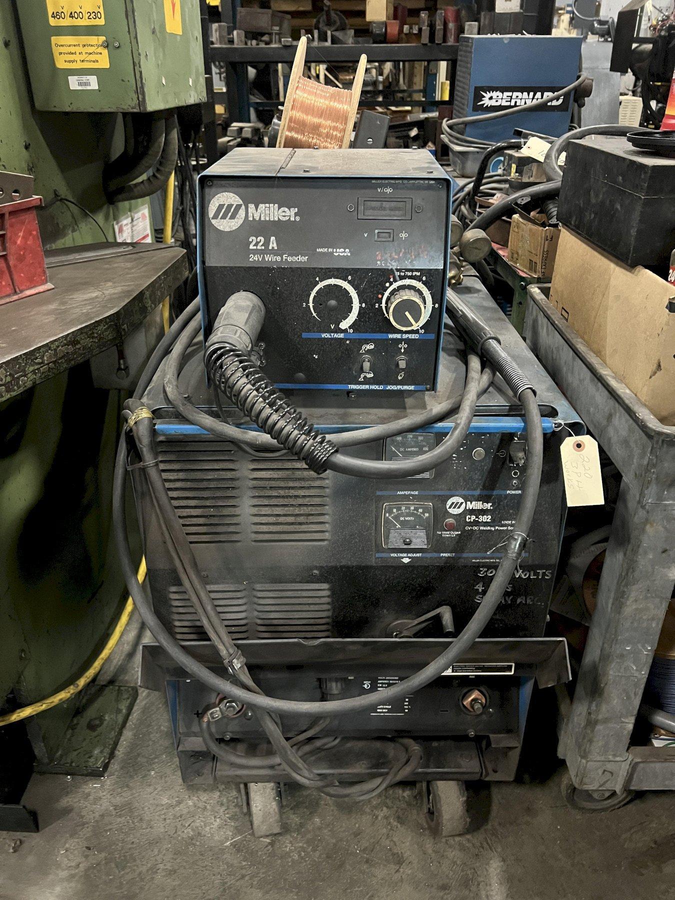 MILLER CP-302 MIG WELDER, CV-DC WELDING POWER SOURCE, WITH 22A WIRE FEEDER