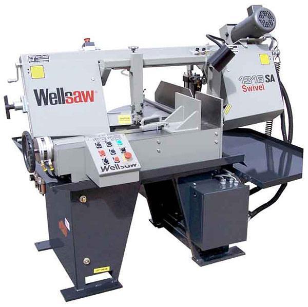 13″ x 18″ WELLSAW Horizontal Band Saw, No. 1316S-EXT-SA, Semi-Automatic, Miter, 70-375 FPM, 1″ Blade, Coolant, 3 HP, New