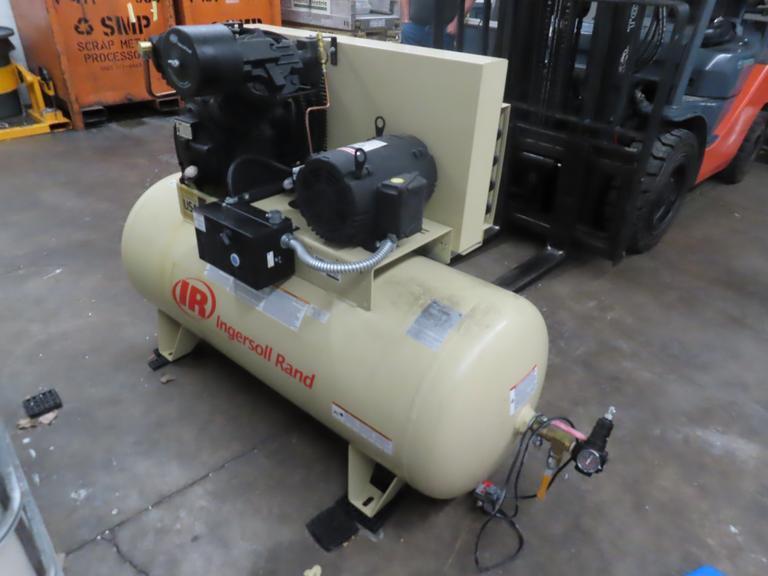 Ingersol Rand 2545E10V-V 2-Stage 10 HP Piston Air Compressor with Horizontal Tank- Auction Item