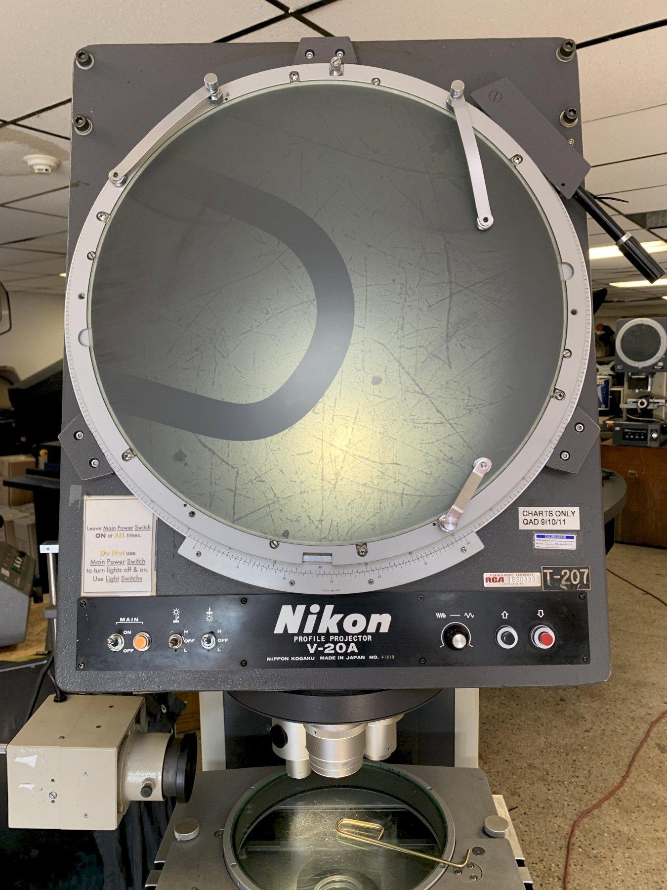 20" NIKON Model V-20A Floor Model Vertical Beam Optical Comparator / Profile Projector, S/N 41810.
