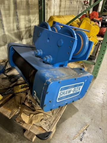 1 - PREOWNED SHAW BOX 3 TON ELECTRIC CABLE HOIST, MODEL #: 115735-14, S/N: KO-70266