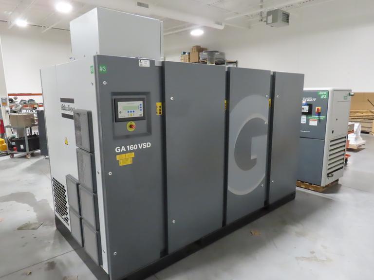 Atlas Copco GA 160 VSD 233 HP Variable Speed Drive Rotary Air Compressor - Auction Item