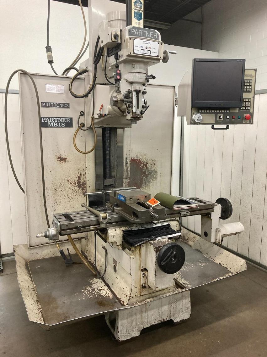 1 - PREOWNED MILLTRONICS VERTICAL MILLING MACHINE, MODEL #: PARTNER MB18, S/N: 4877