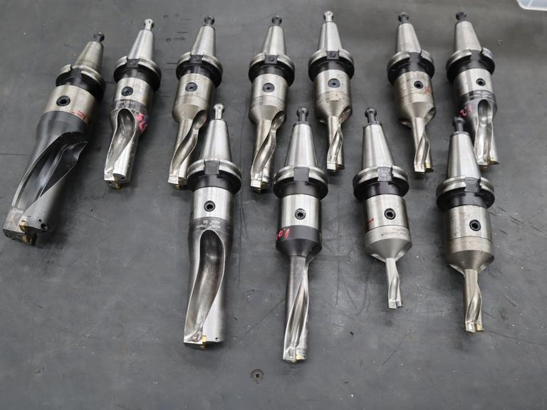 Komet Thru Spindle Coolant Insert Drills (9) ABS50 (1) ABS63 -All CT40 Taper Tool Holders- Auction Item