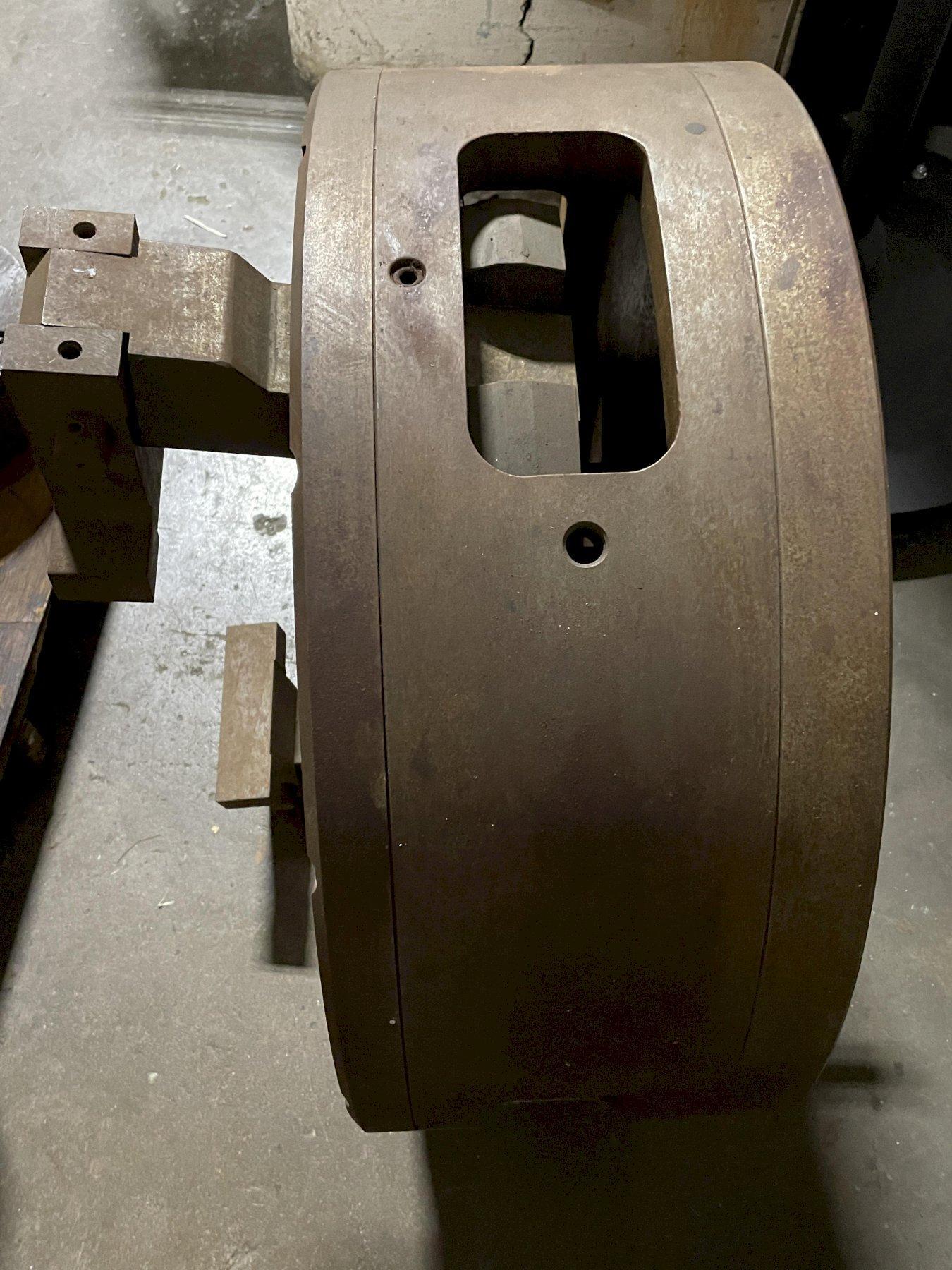 29" WOODWORTH 2-JAW SPECIAL CLAMPING FIXTURE with 2-Set Hydraulic Clamping Jaws, New 1983. From a Cincinnati Milacron 282 NC Chucker.