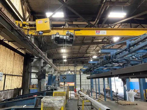 5 TON X 29' BCH/DETROIT HOIST OVERHEAD BRIDGE CRANE. STOCK # 0561225